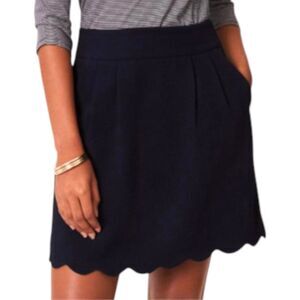LOFT Navy Blue Scallop Hem Mini Skirt with Pockets Size 2